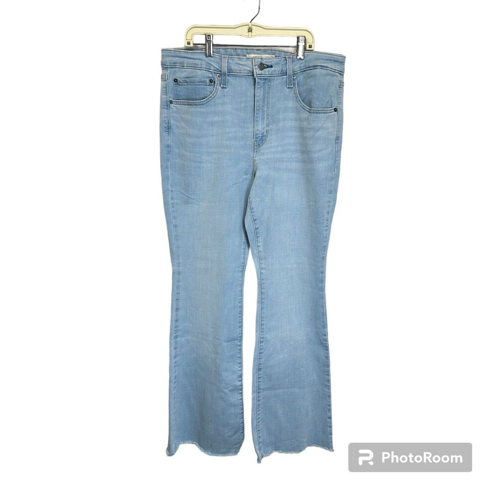 Levis 726 Jeans Women Size 33 Flared Bell Bottoms Stretch Blue‎ Denim Distressed
